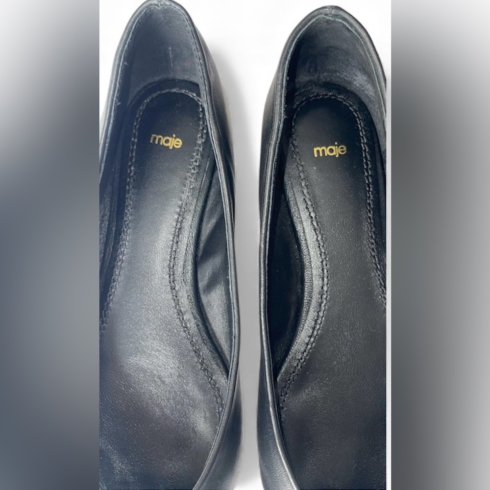 Maje Black Leather Flats - Picture 2 of 6